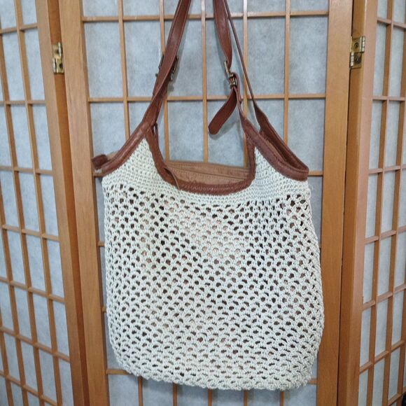 The Sak Heritage Hobo Shoulder Bag Leather Crochet Purse 2015 Brown Vintage Bag - Picture 5 of 16